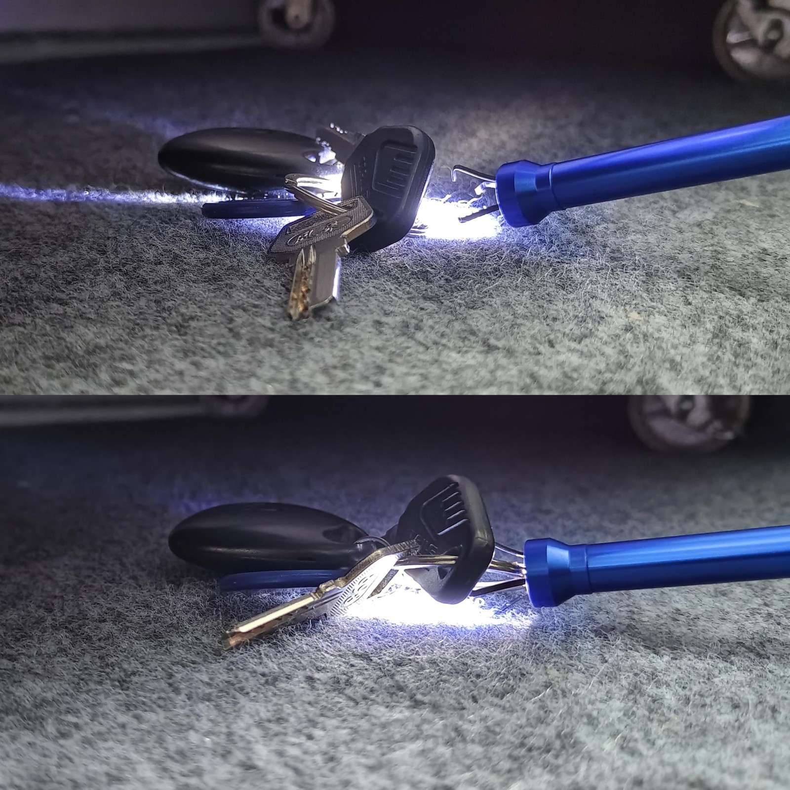 Flexible Claw Pickup Tool with Magnet telescoping led Blue