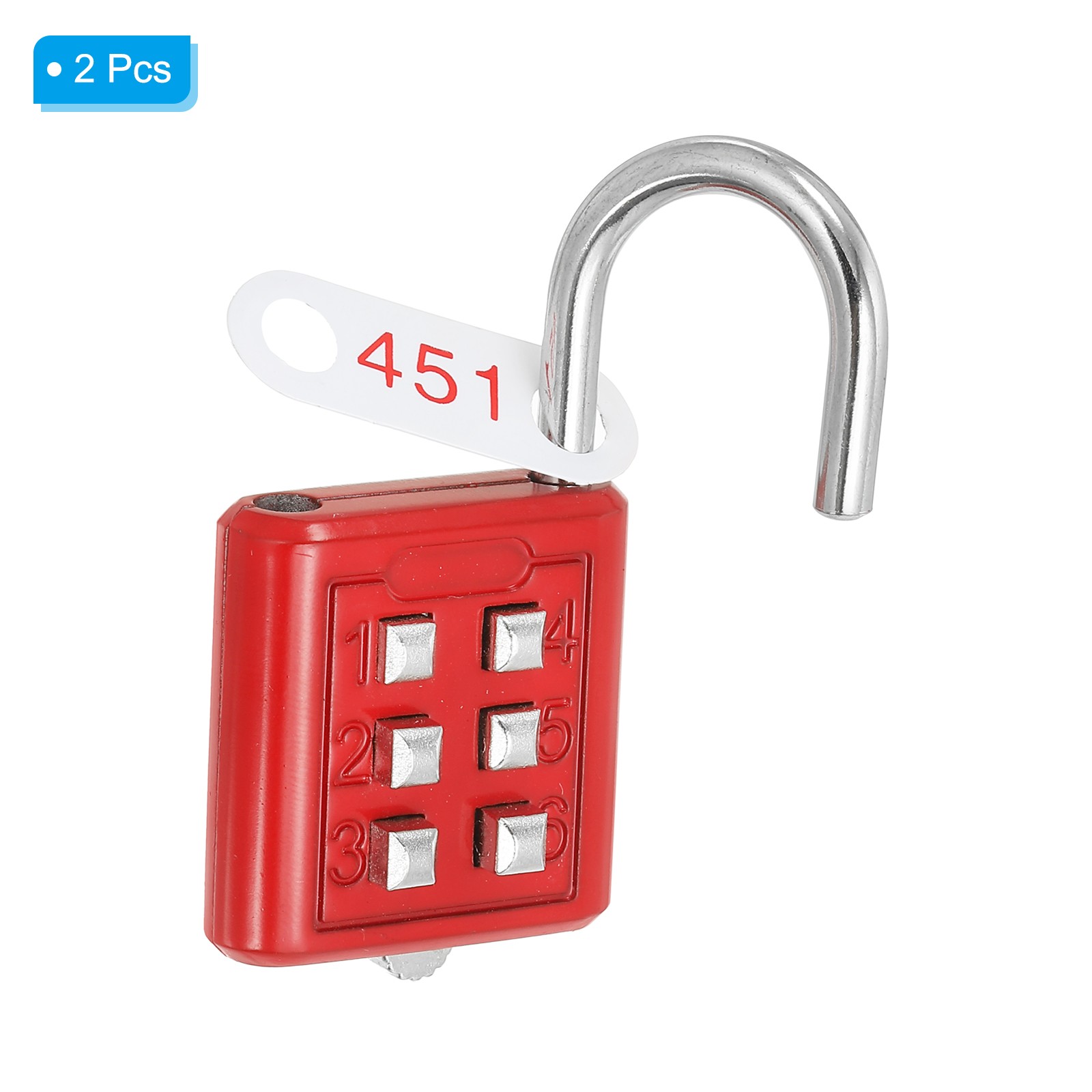 6 Digit Button Combination Padlock 2pack 3 Digit Locking Mechanism Lock Red