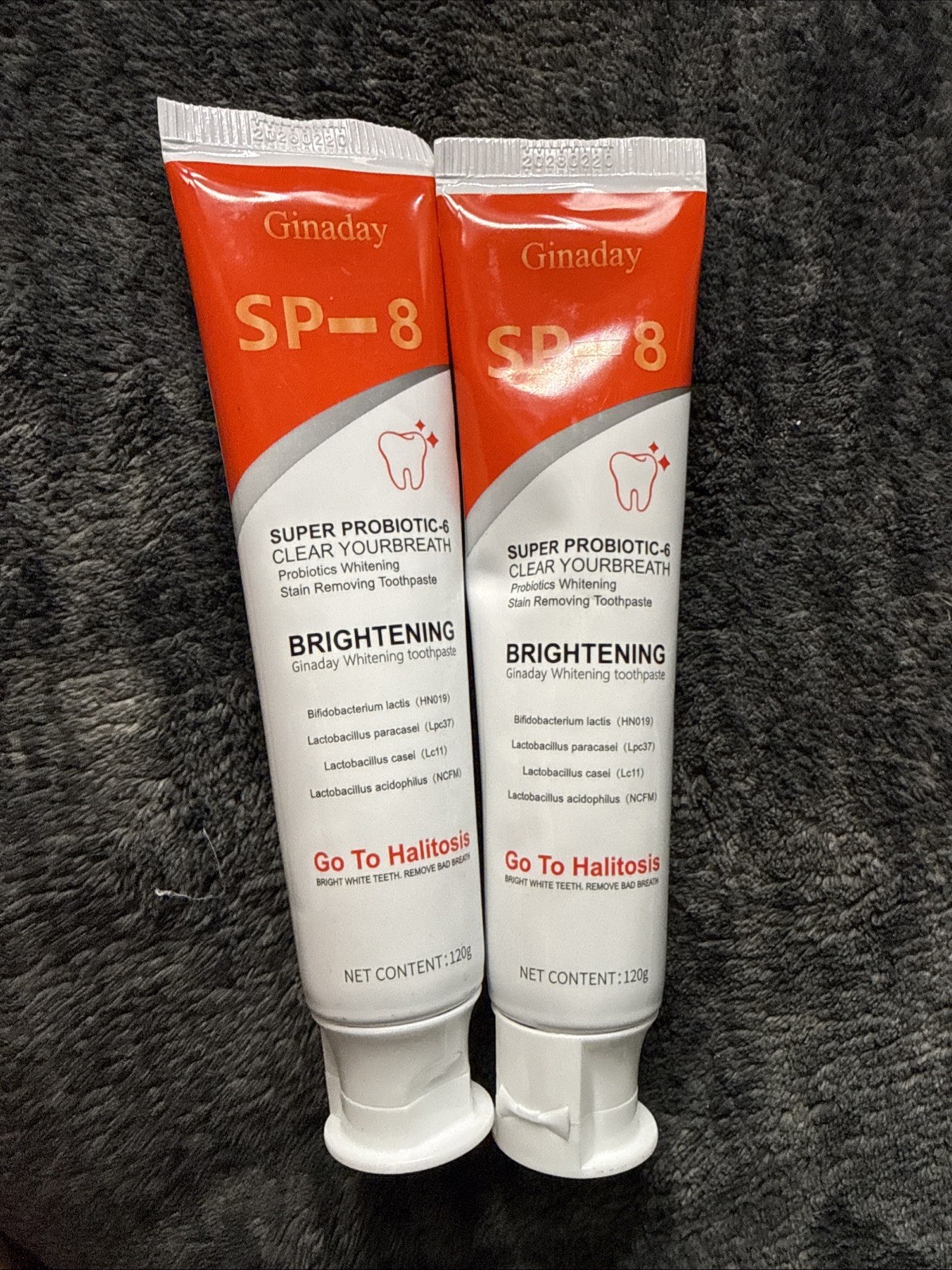 (2) Ginaday SP-8 Probiotic-6 Whitening Stain Remover Toothpaste NEW 4.23 Oz (tp)
