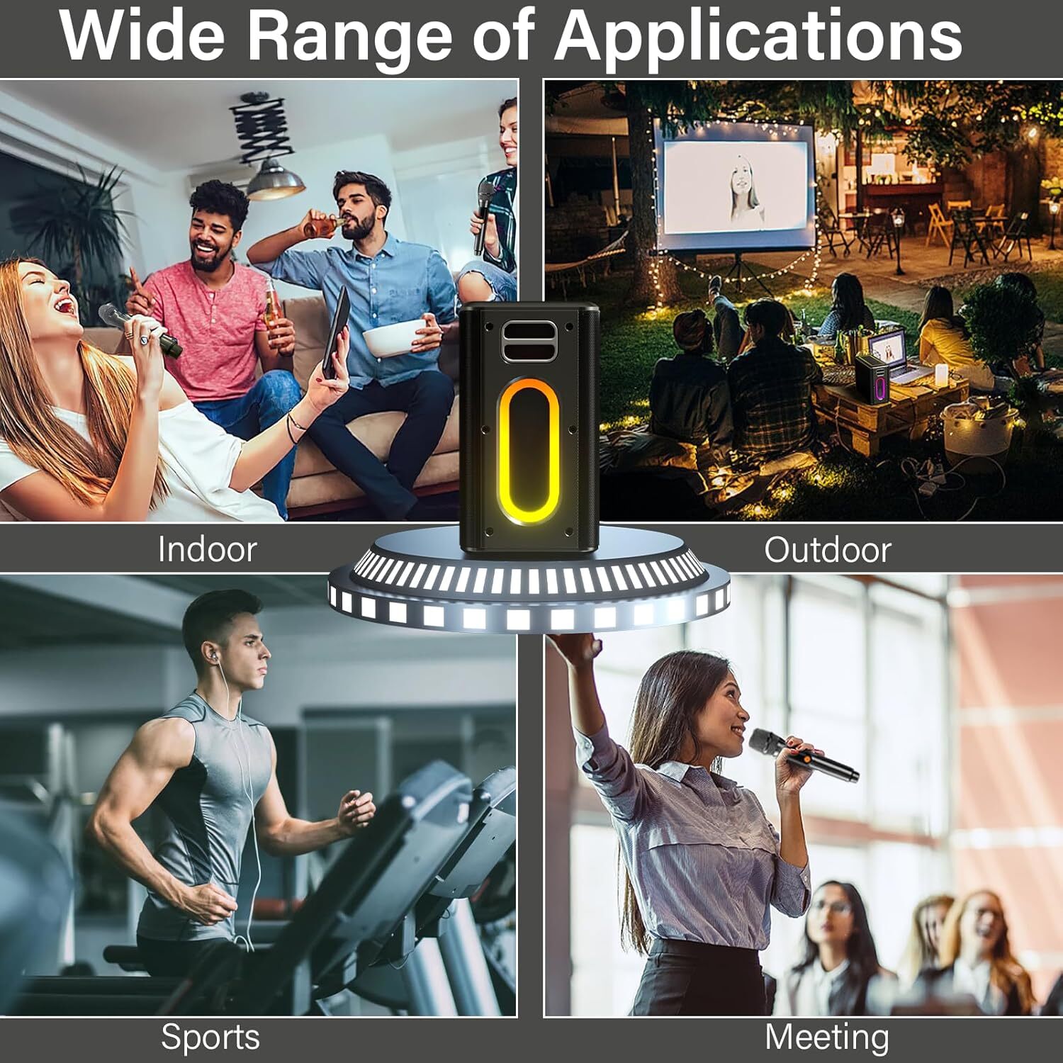 Karaoke Machine with Two Wireless Microphones, Powerful Portable Bluetooth Speak