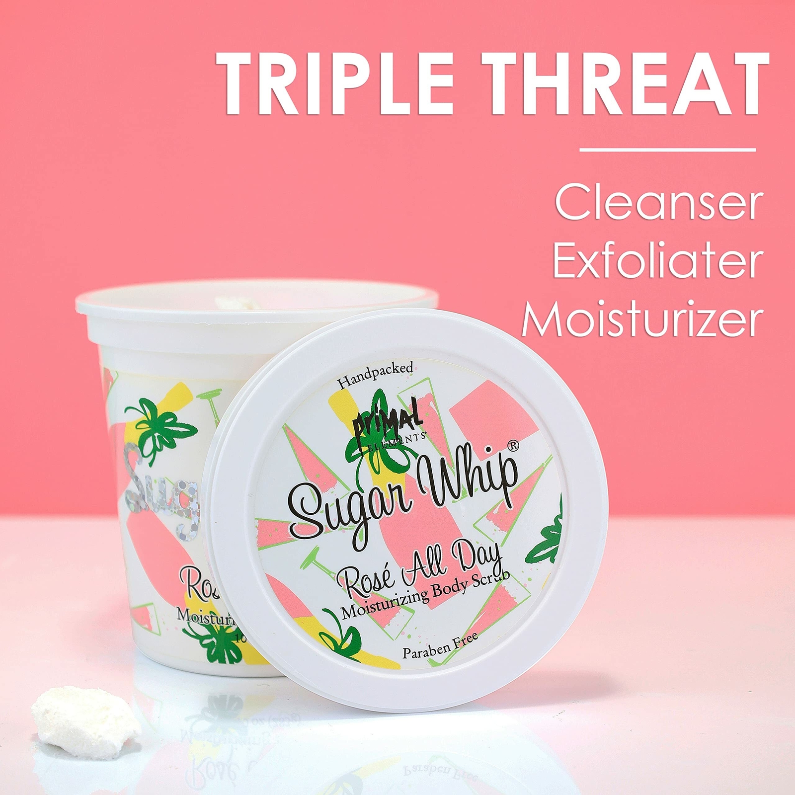 Primal Elements Sugar Scrub, Exfoliating Sugar Whip, Body Cleanser & Moisturizer