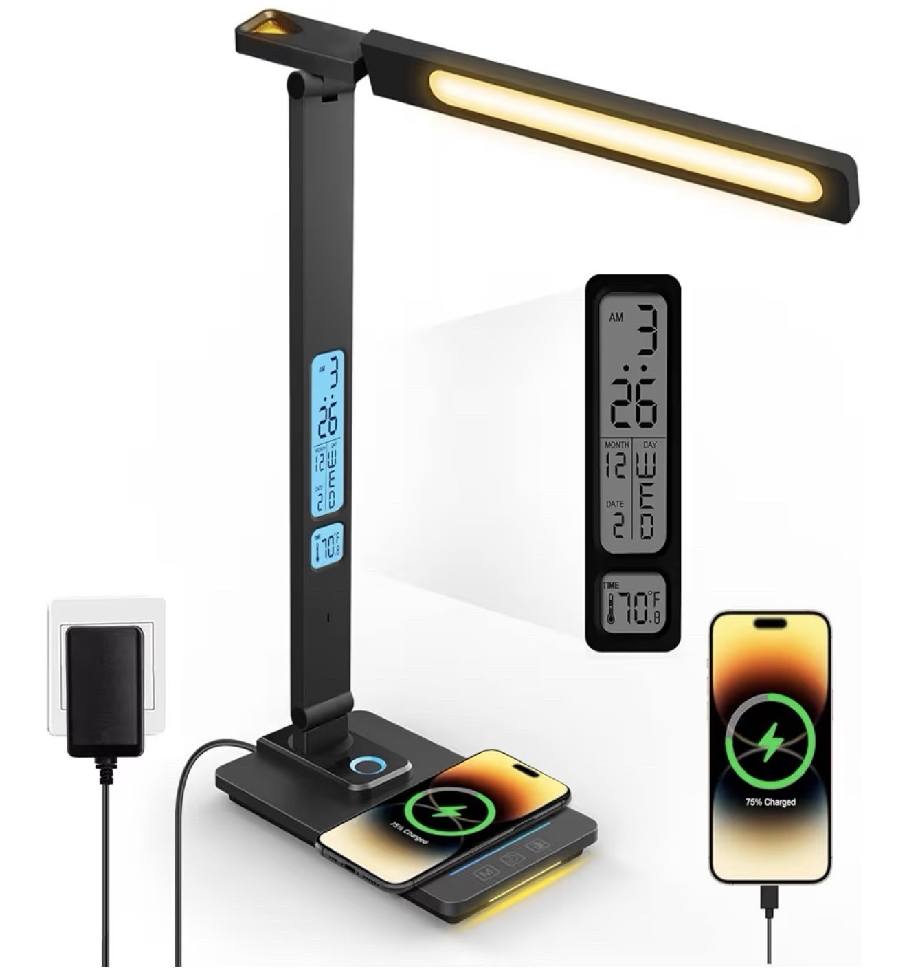 LAOPAO LED Desk Lamp with Wireless Charger: Desk Lamps for Home Office Bedroom