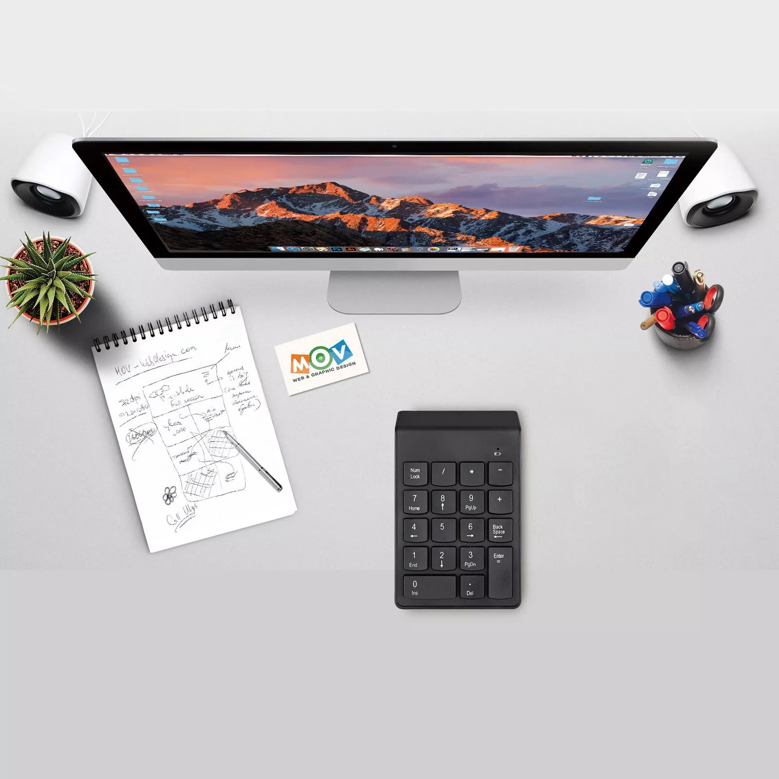 18-Key Wireless Number Keyboard W/2.4G USB Receiver 33ft Range Ergonomic Design