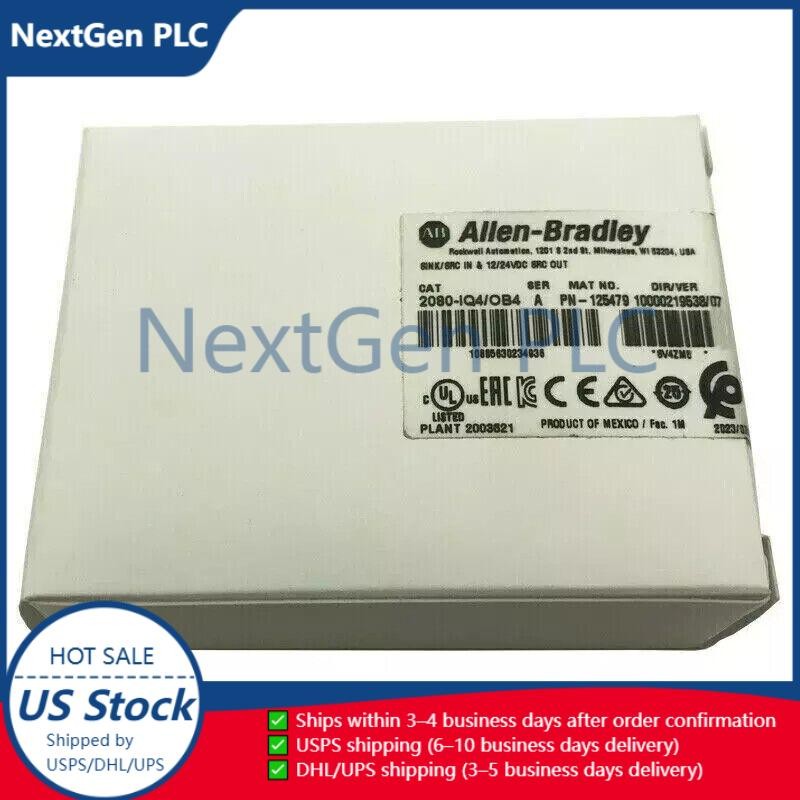New Factory Sealed AB 2080-IQ4OB4 Digital I/O Combo Module US Free Tax