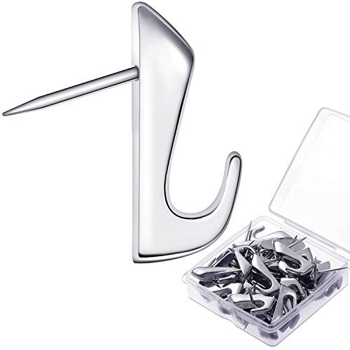 30 Pieces 20 Lbs Pin Hooks Push Pin Hangers Metal Picture Hanging Nails Silver