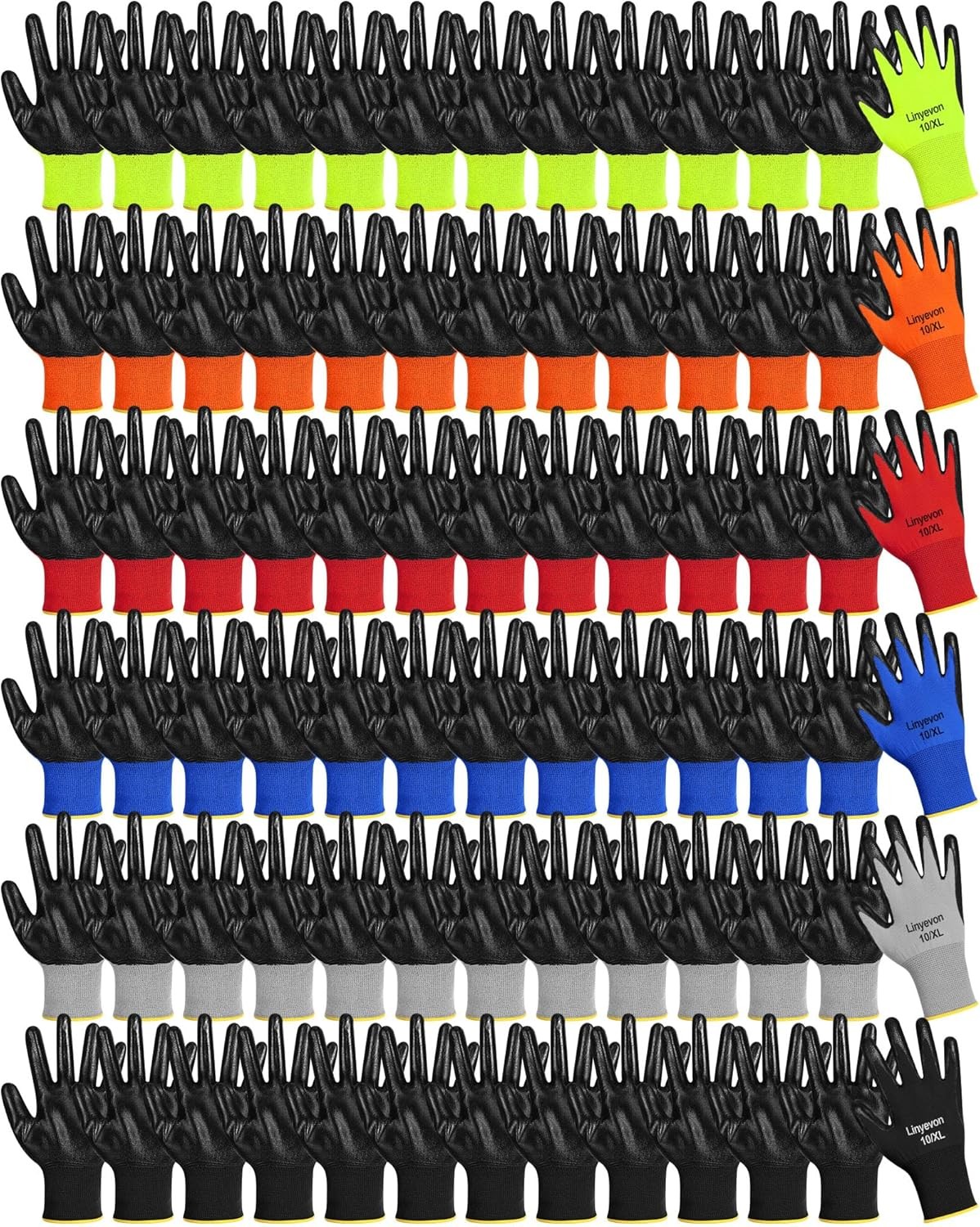 PU Coated Gloves Bulk, Reusable Rubber Safety Gloves for Men Women Work