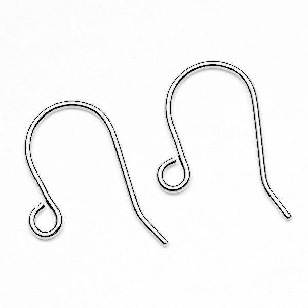 100 Silver Plated Brass 19mm 24 Gauge Fishhook Earwires with Open Loop *