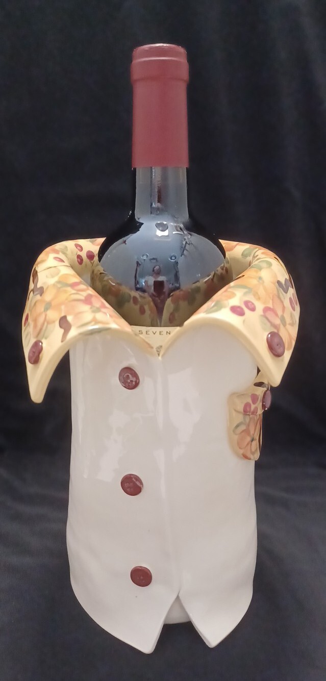 Wine Chiller / Utensil Caddy Holder Fun Hand Painted Party Unique Artistic Gift
