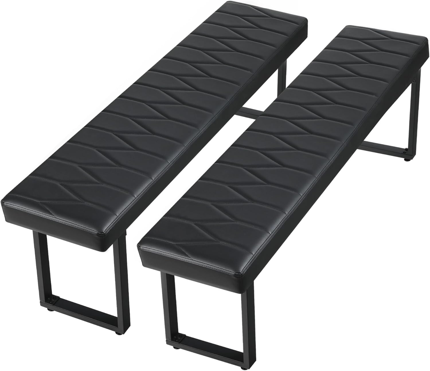 STHOUYN 58” Padded Dining Table Bench Pair of 2 for 6-8 Person, Faux Leather Ind
