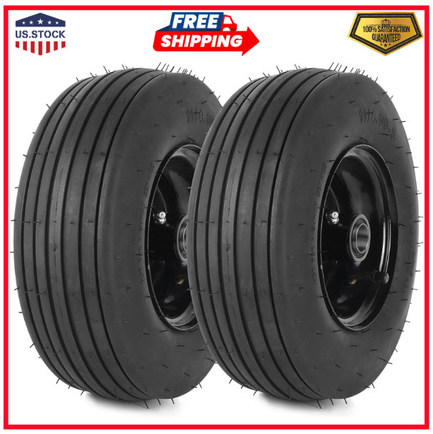 2-Pack 11x4.00-5 Tire and Wheel Assembly, 11x4-5 Lawnmower Tire (4-Ply) and Rim