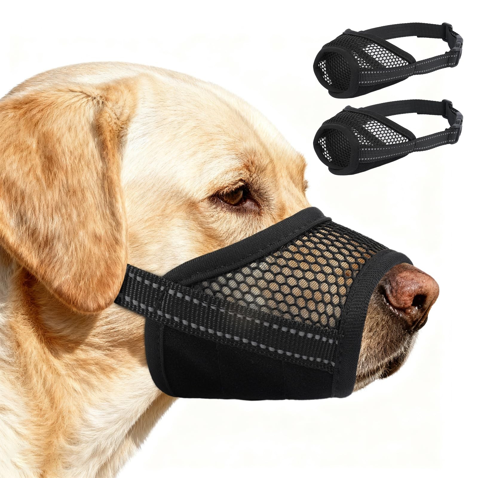 2 Pack Dog Muzzle,Mesh Soft Muzzle for Small Medium Large Sized Dog, Anti Bar...