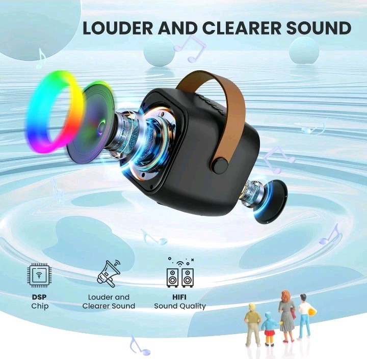 Mini Karaoke Machine, Portable Bluetooth Speaker 2 Mics, Black 2 Mics