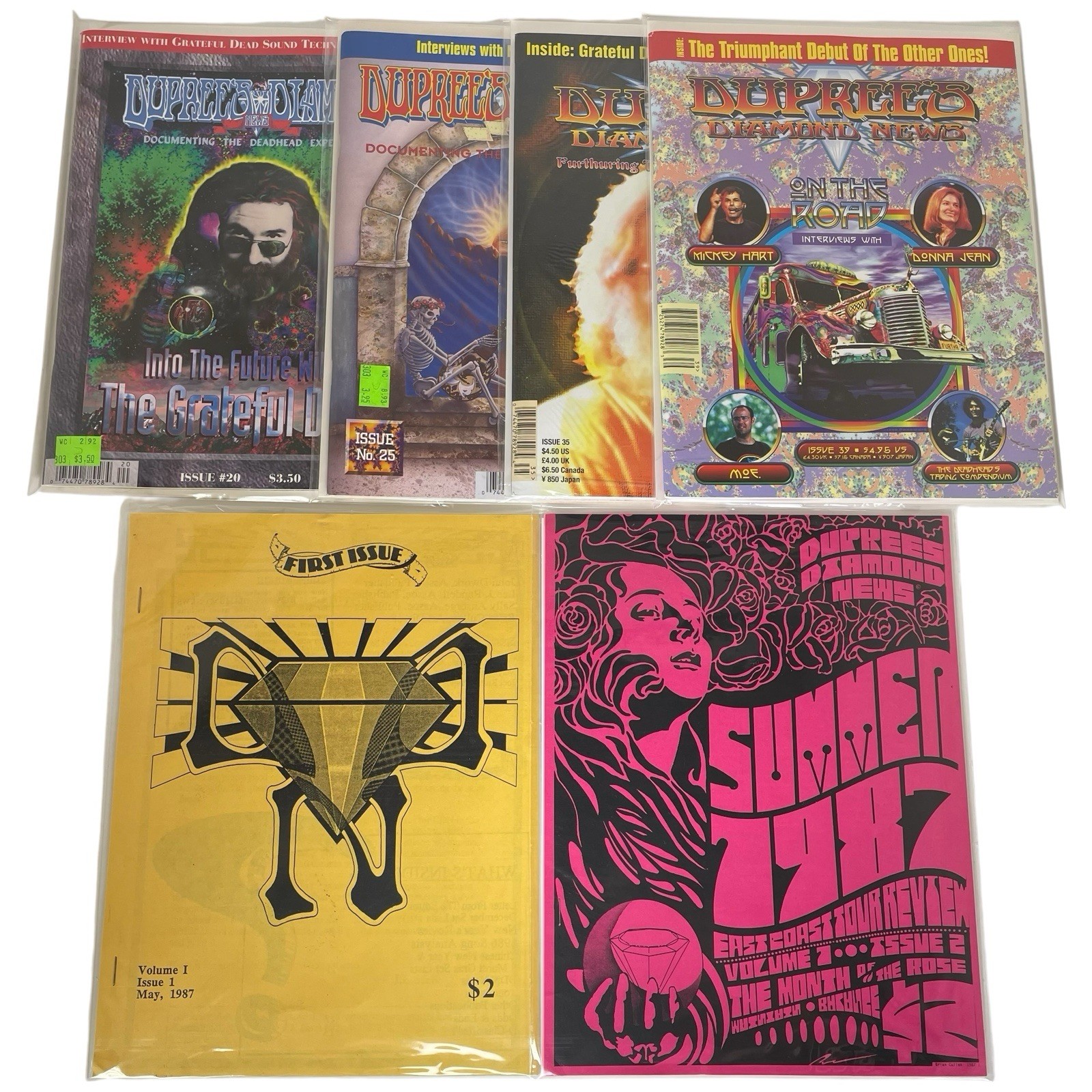 Dupree’s Diamond News Lot of 6 – Grateful Dead Fan Magazine – Jerry Garcia