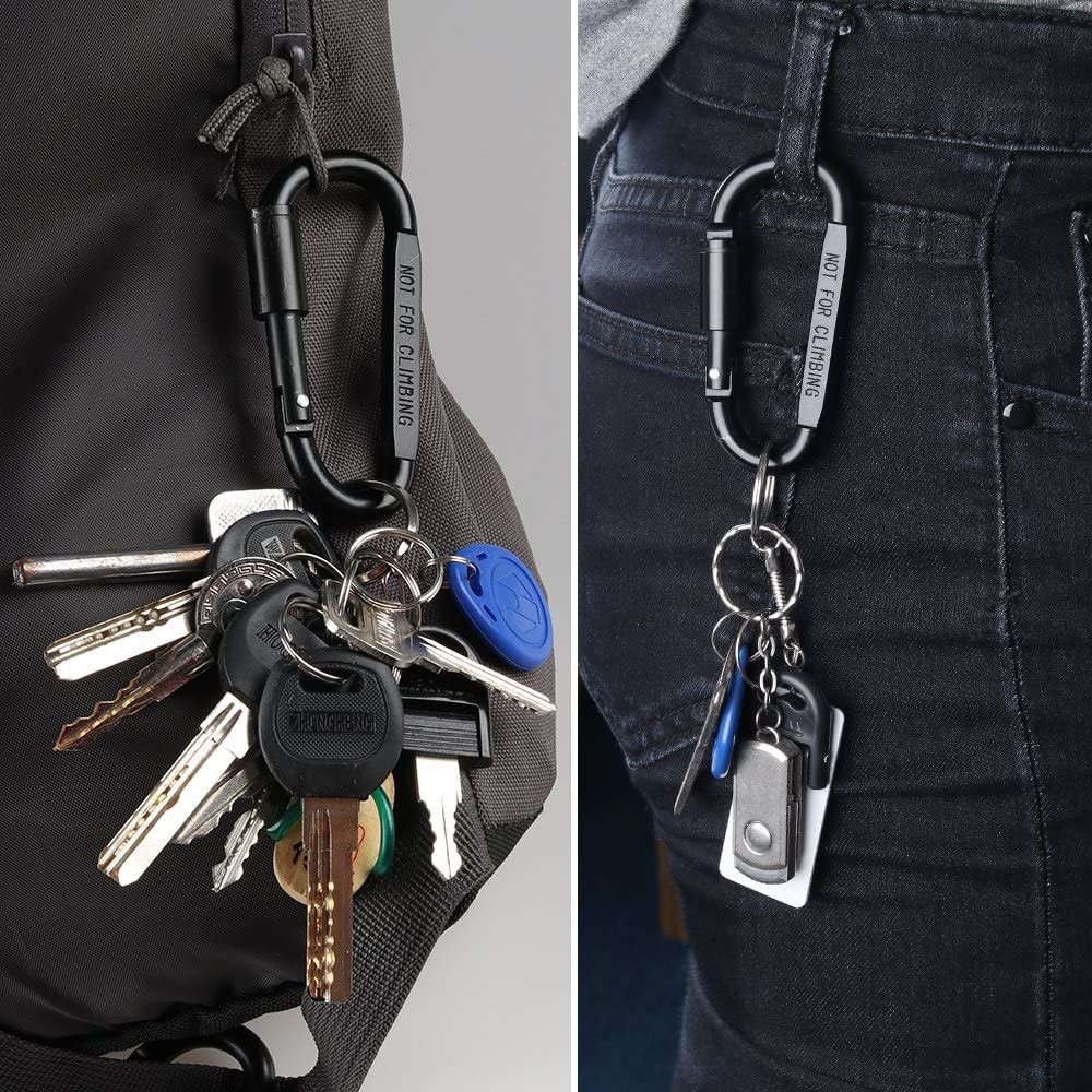 10-Pack D-FantiX Aluminum Locking Carabiner Keychain Hook D Ring Clips EDC Gear