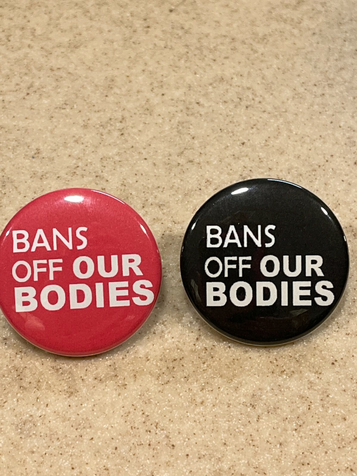 Pro-Choice Pin-Back,"Bans Off Our Bodies" 2-Pack, 1 1/2 inch