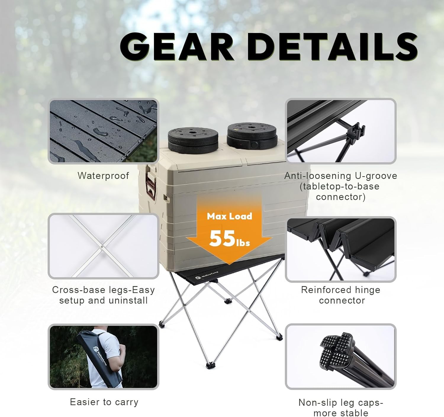 Camping Side Table, Ultralight Aluminum Folding Table, Small Compact Portable