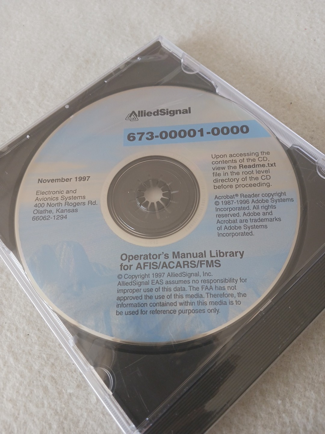 Allied Signal Operator's Manual Library for AFIS/ACARS/FMS CD 673-00001-0000