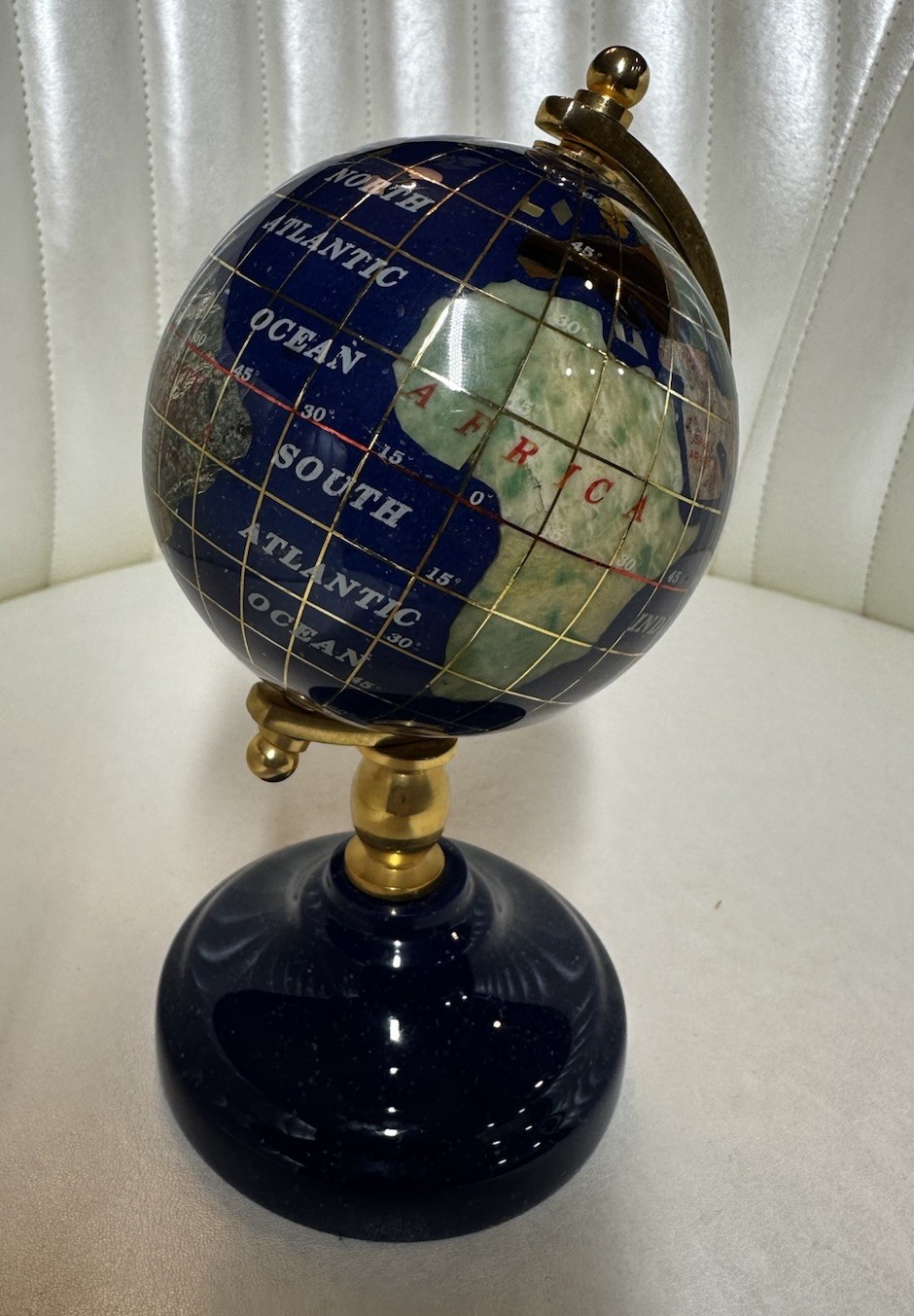Lapis Lazuli Semi Precious Gemstone Inlay Globe Small 7”