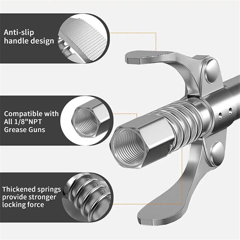 Grease Tool Coupler Quick Lock and Release Double Handle 10000 PSI High Pressure