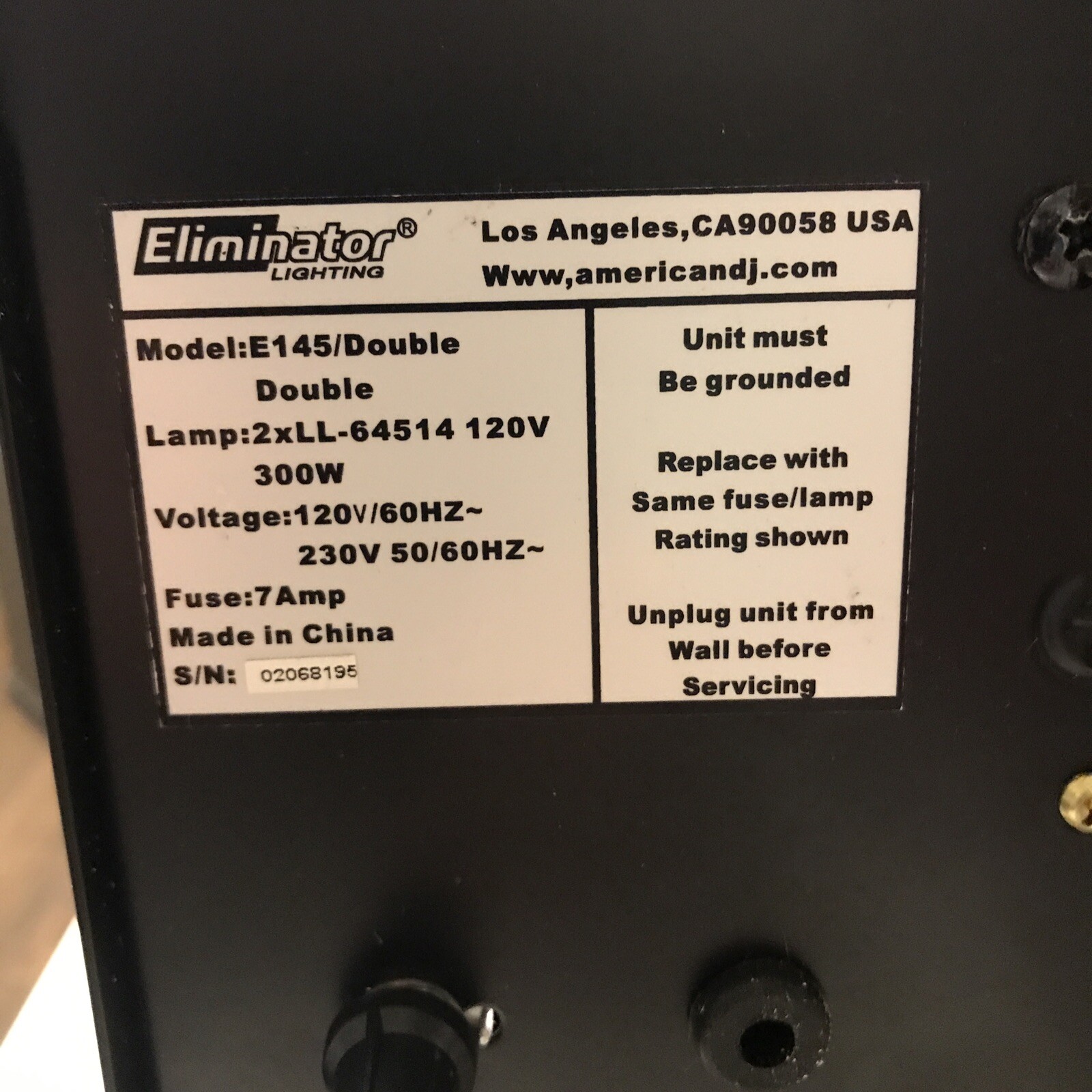 ELIMINATOR LIGHTING E145 ARRAY - Sound Controlled - Excellent Cond