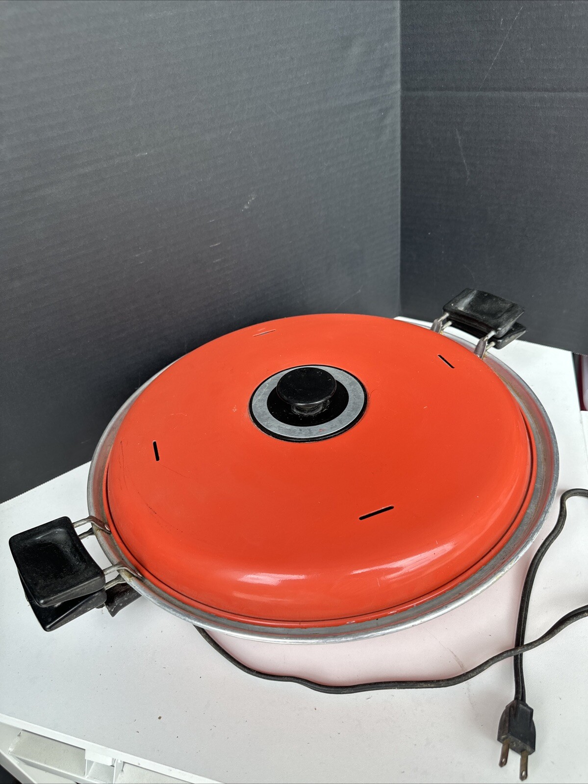 Vintage Kmart Electric Pizza Baker Model 195F Orange Retro Pizza Maker Works