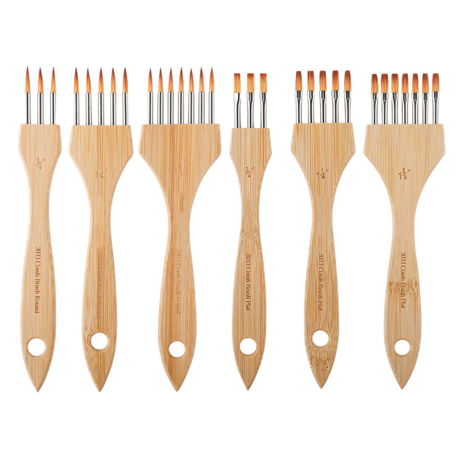 Acrylic Paint Brush Set 3 Piece Texture Nylon Wool Watercolor