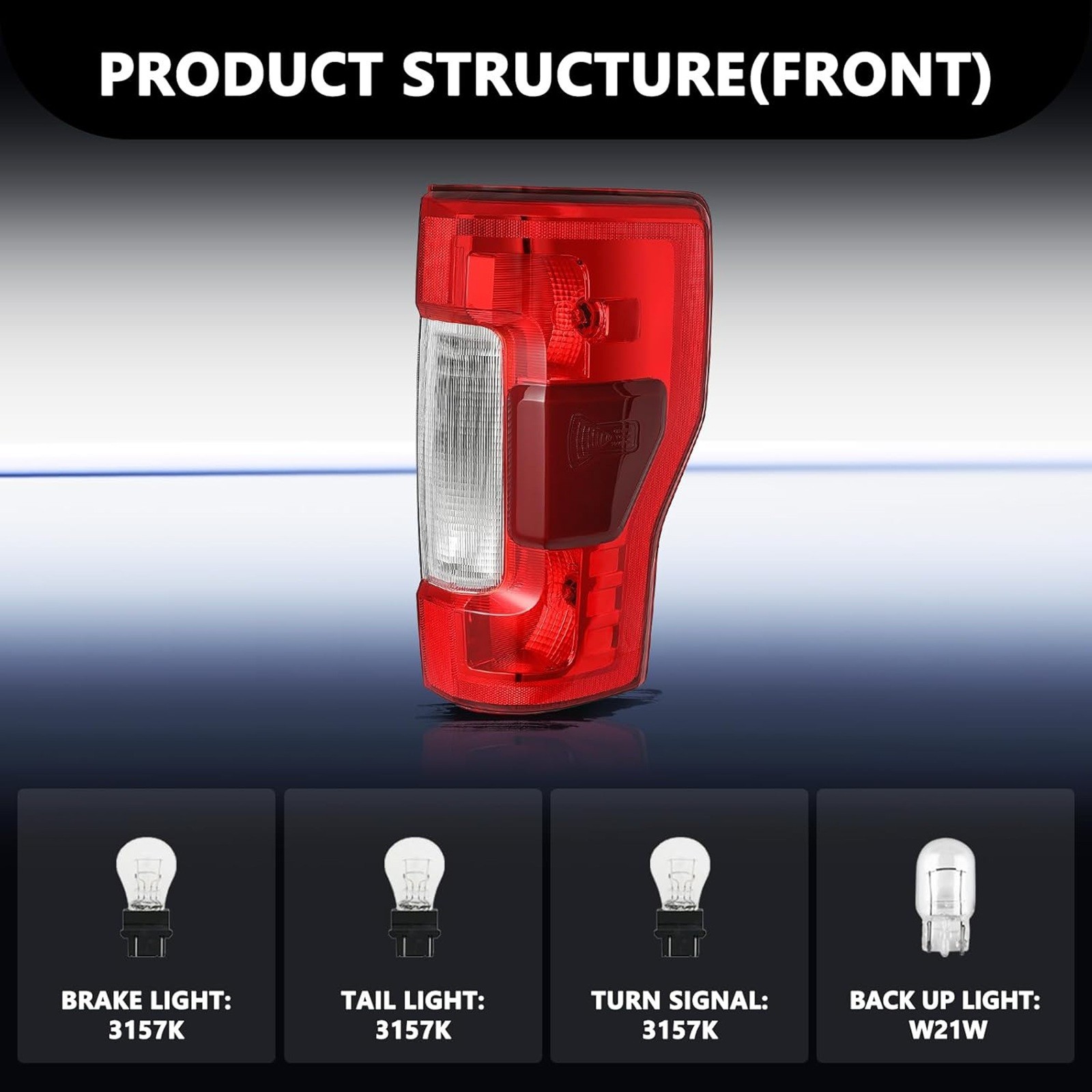 Halogen Taillight for 2017 2018 2019 Ford F250 F350 Super Duty w/ Blind Spot