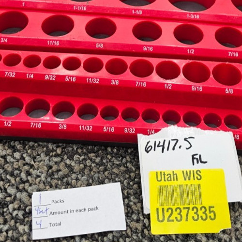 MaxWorks Magnetic Socket Organizer 4-Piece Red/Black For SAE & Metric Sockets