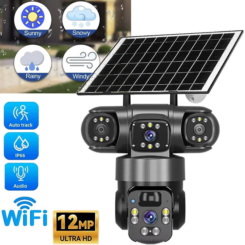Solar Battery Powered Wireless WiFi Home Security Camera System Outdoor Pan/Tilt