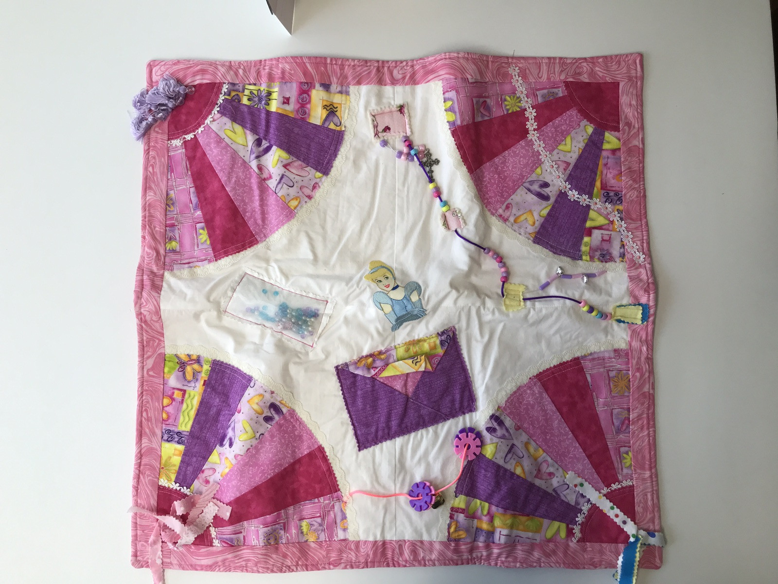 Fidget Quilt Blanket, Handmde For Elderly Alzheimer’s Adult Dementia. Sensory.