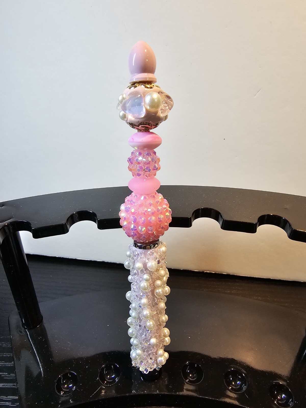 Handcrafted Rhinestone Acrylic Beaded Stylus Sparkly Bling Pink