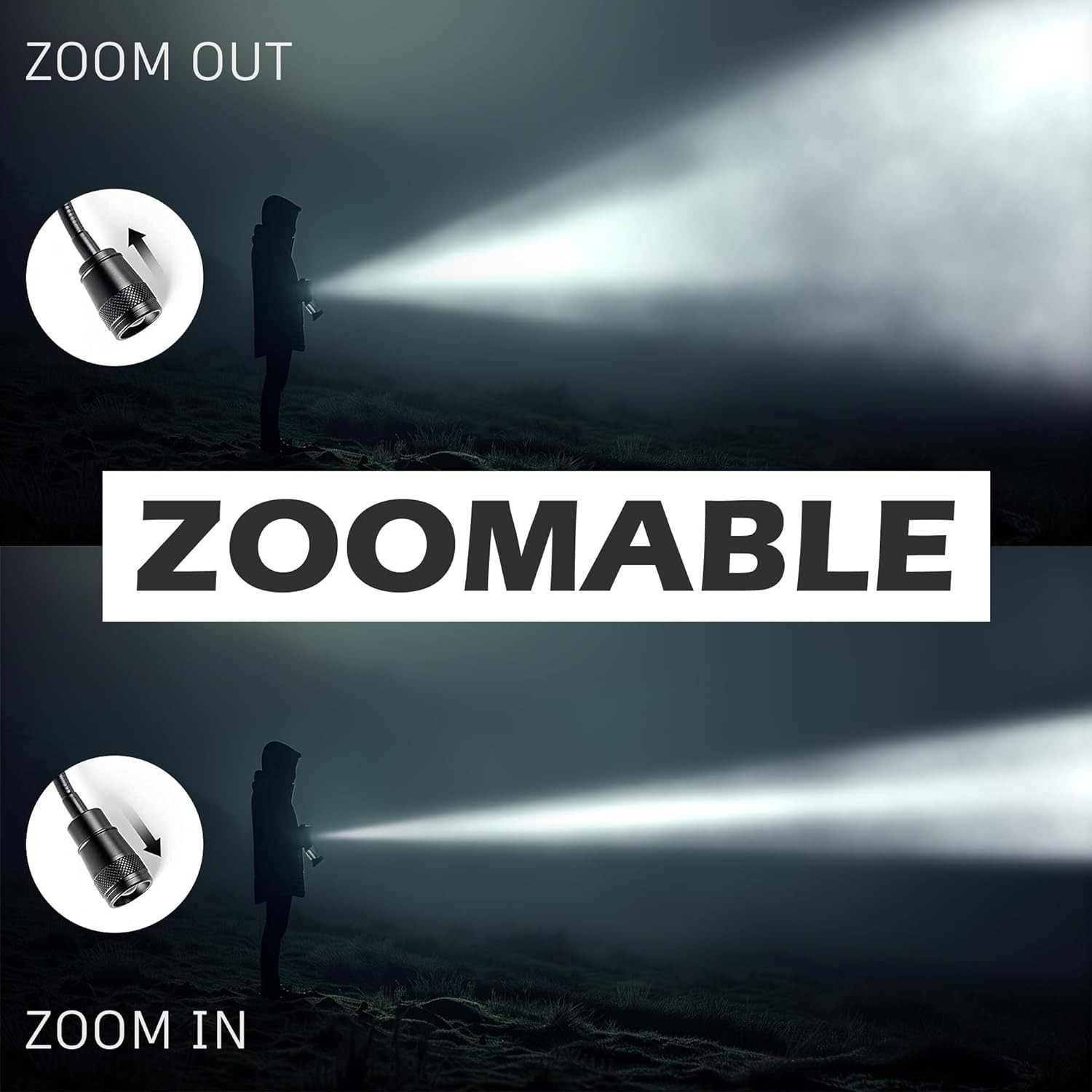LED Work Light, 500 Lumen Gooseneck Flashlight with Magnetic Base, Zoomable Flex