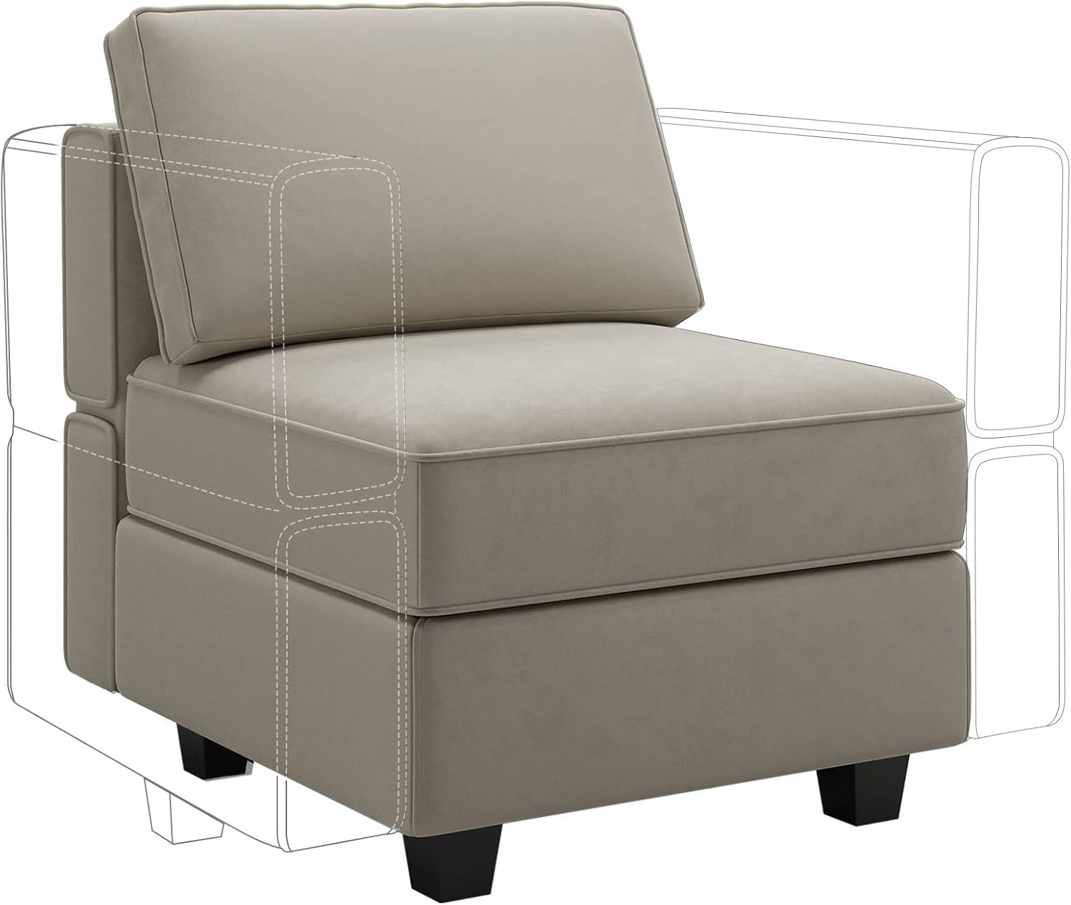 Modular Sofa Middle Module with Stora Accent Arml Chair for