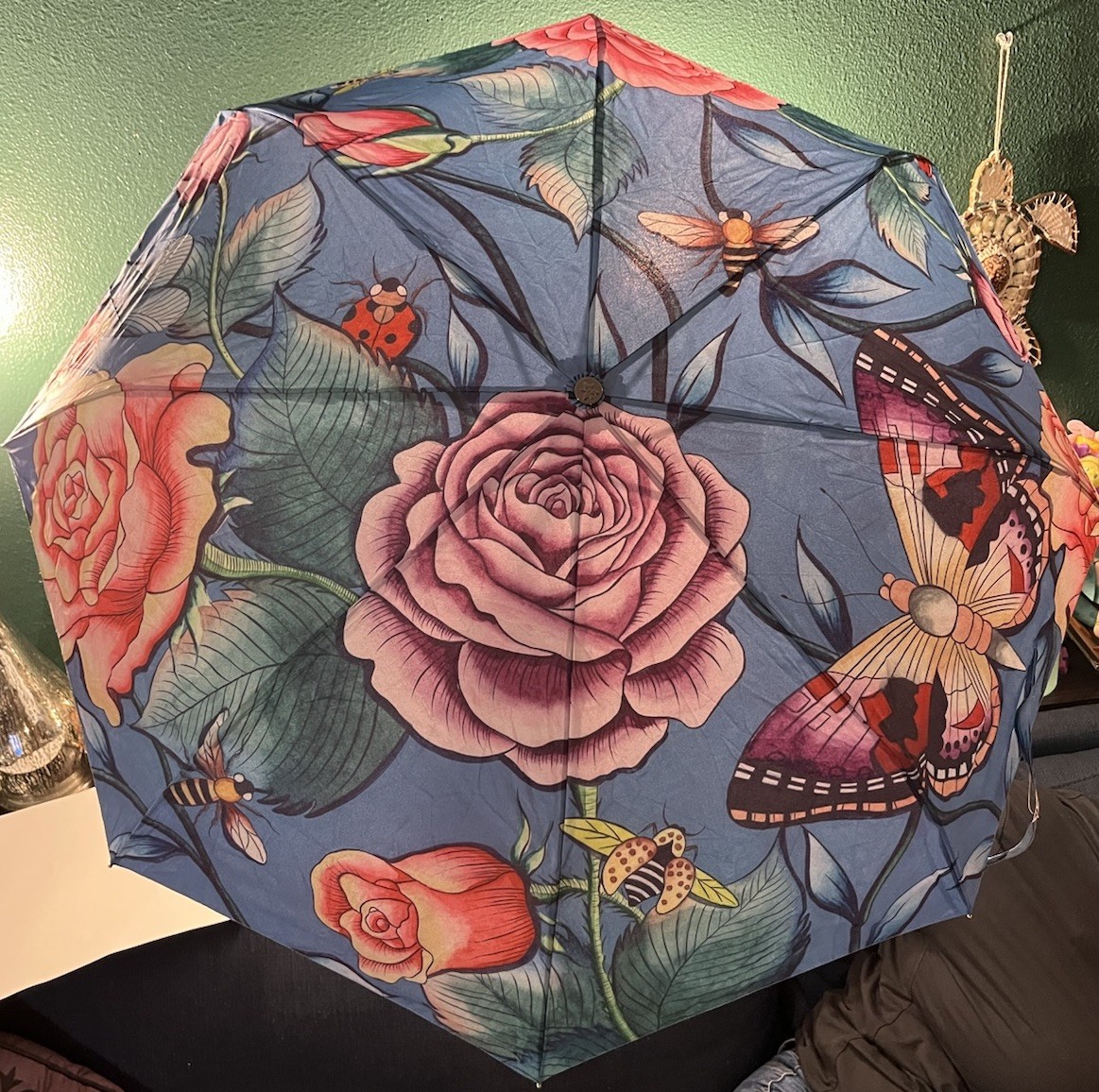 Anuschka FLORAL & LADYBUGS Automatic Open Close Printed Umbrella
