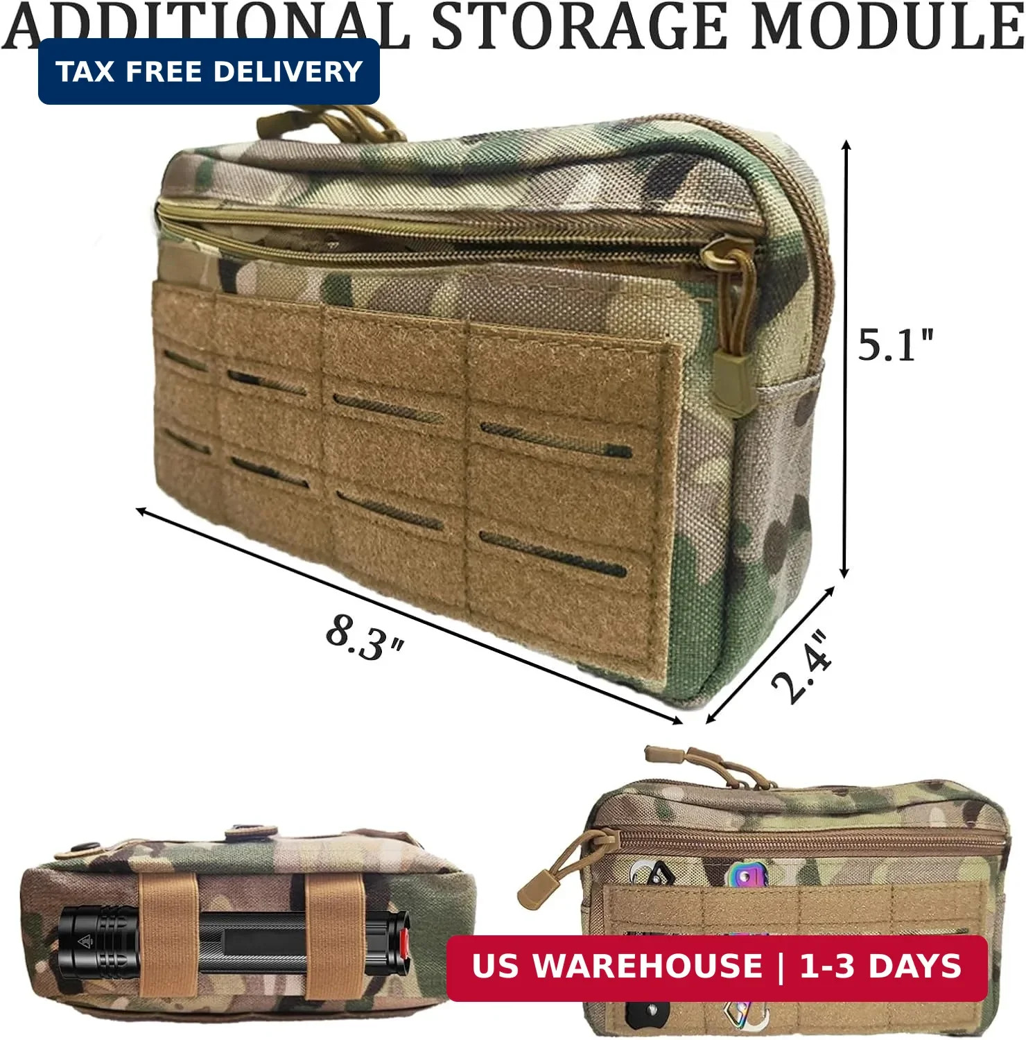 Tactical Molle Admin Pouch, Multi-Purpose Laser-Cut EDC Military Tool Pouch Bag