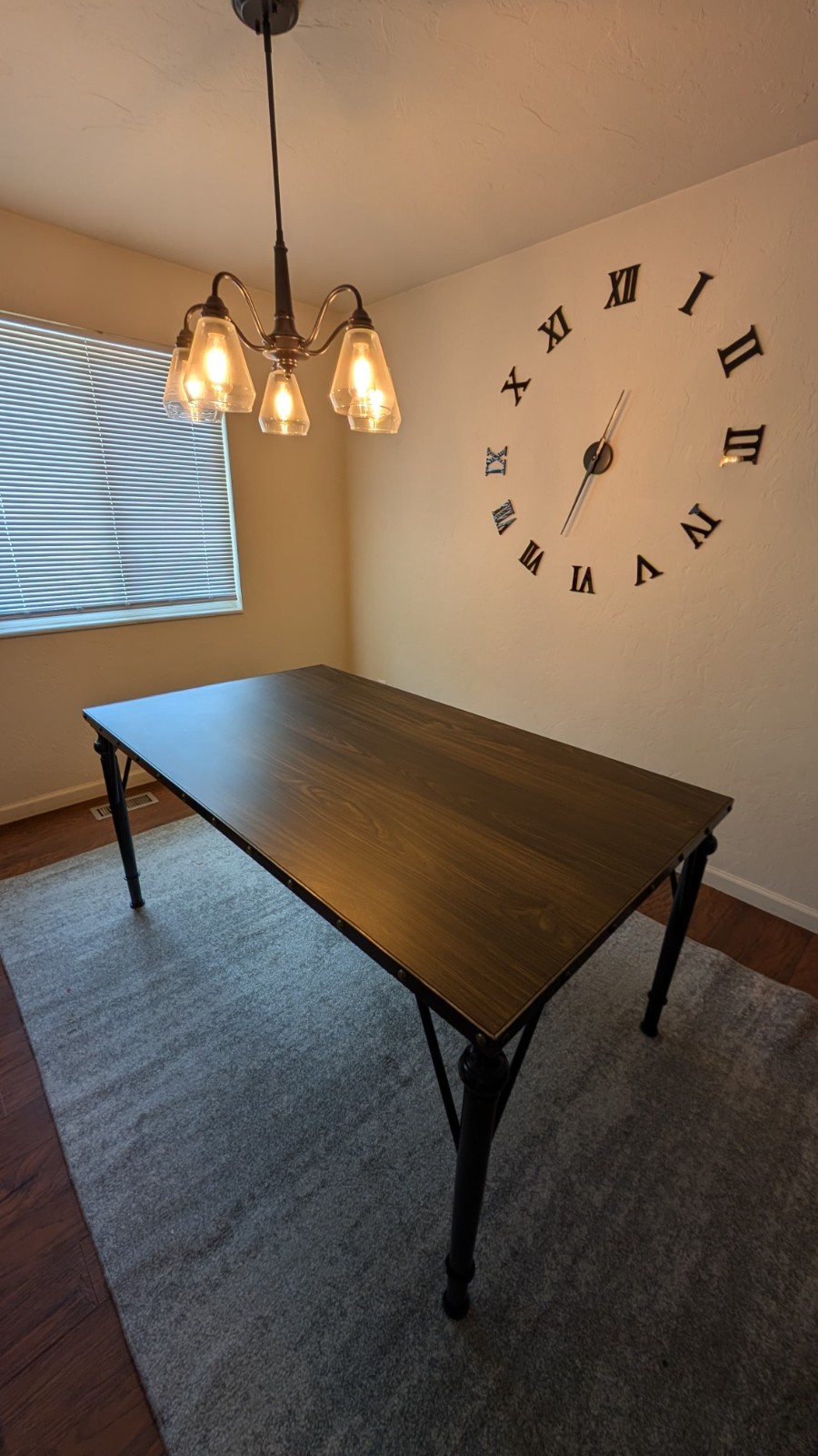 Dark Faux Wood Dining Table - Studded