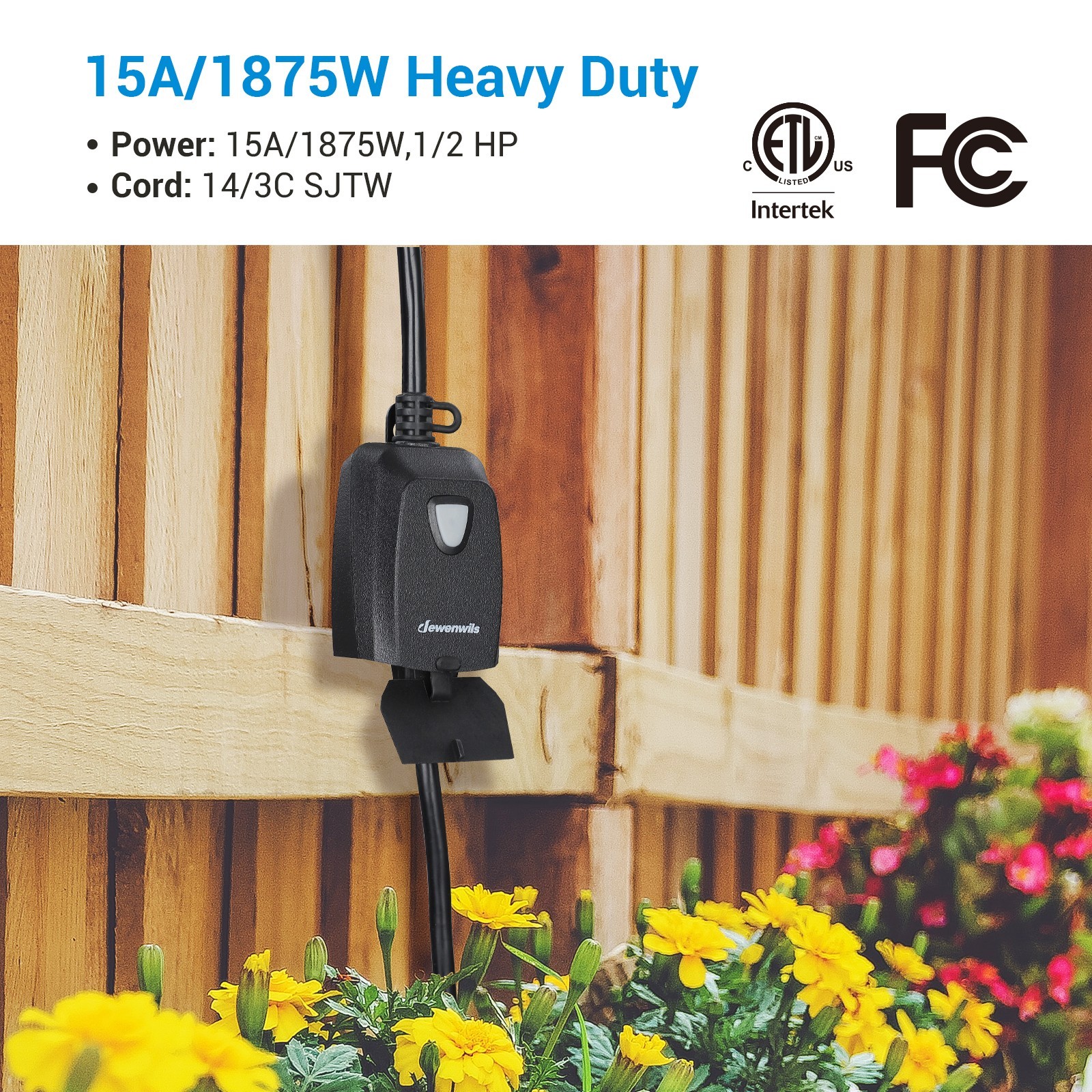 DEWENWILS Wireless Remote Control Electrical Outlet Switch Outdoor Indoor ETL