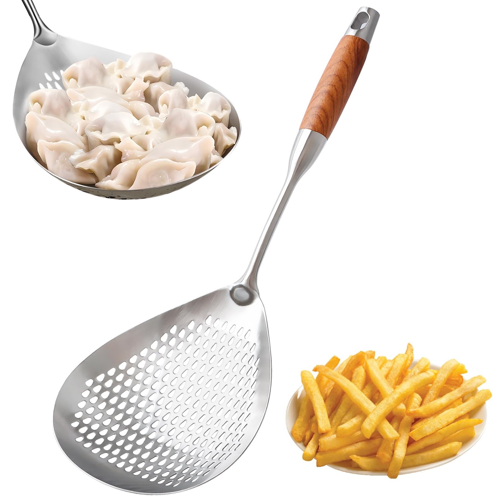 GLENDAVENY Skimmer Slotted Spoon, 304 Stainless Steel Spider Strainer Skimmer...
