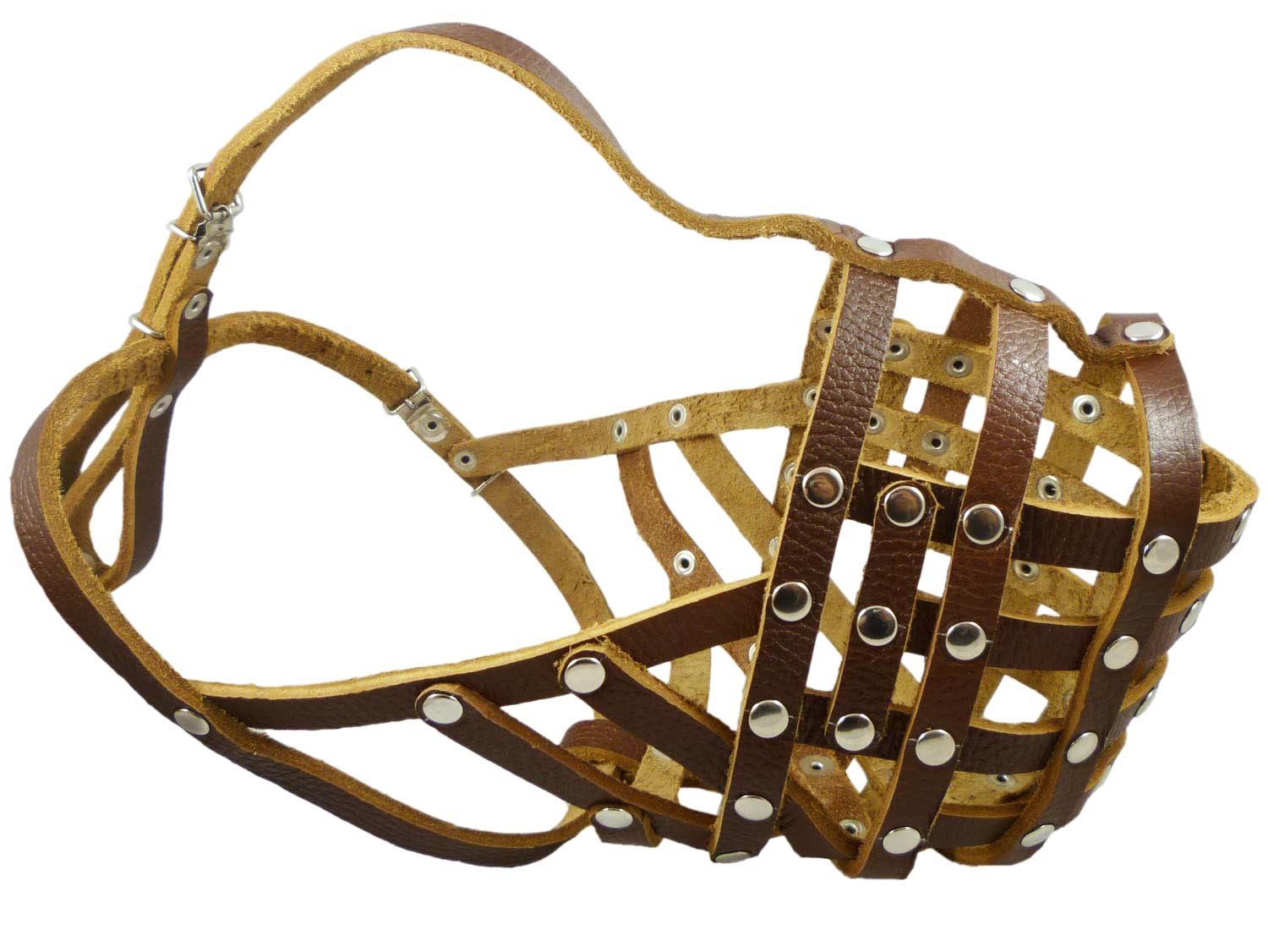 Secure Genuine Leather Basket Dog Muzzle 15.5"- 4.5" snout size Saint Bernard