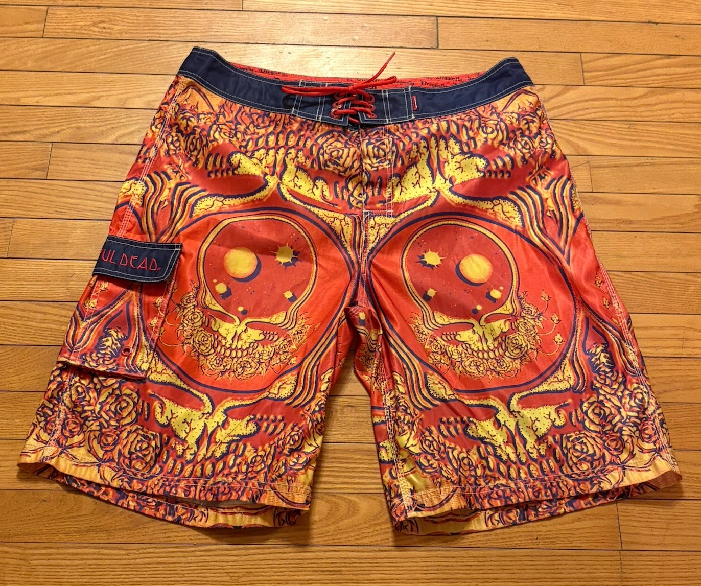 Vintage Dragonfly GRATEFUL DEAD Space Your Face Swim Surf Board Shorts Size 36