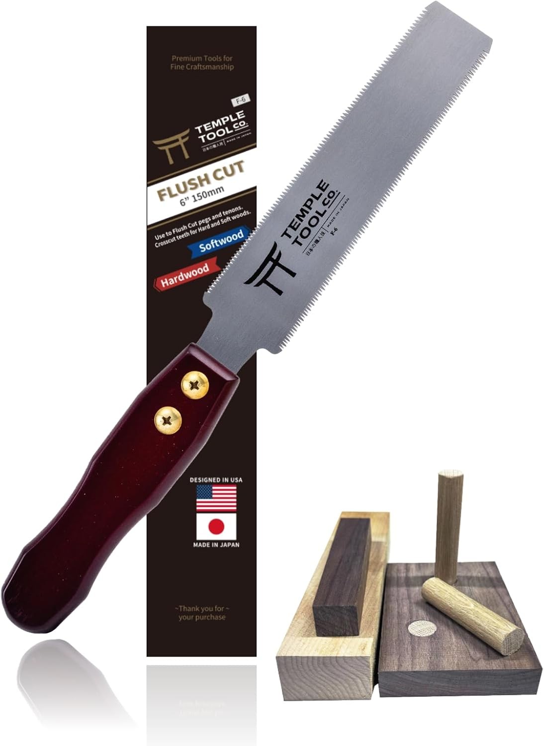 Co. Japanese Flush Cut Saw - 6 Inch Double Edge Pull for 6 Inch, Red