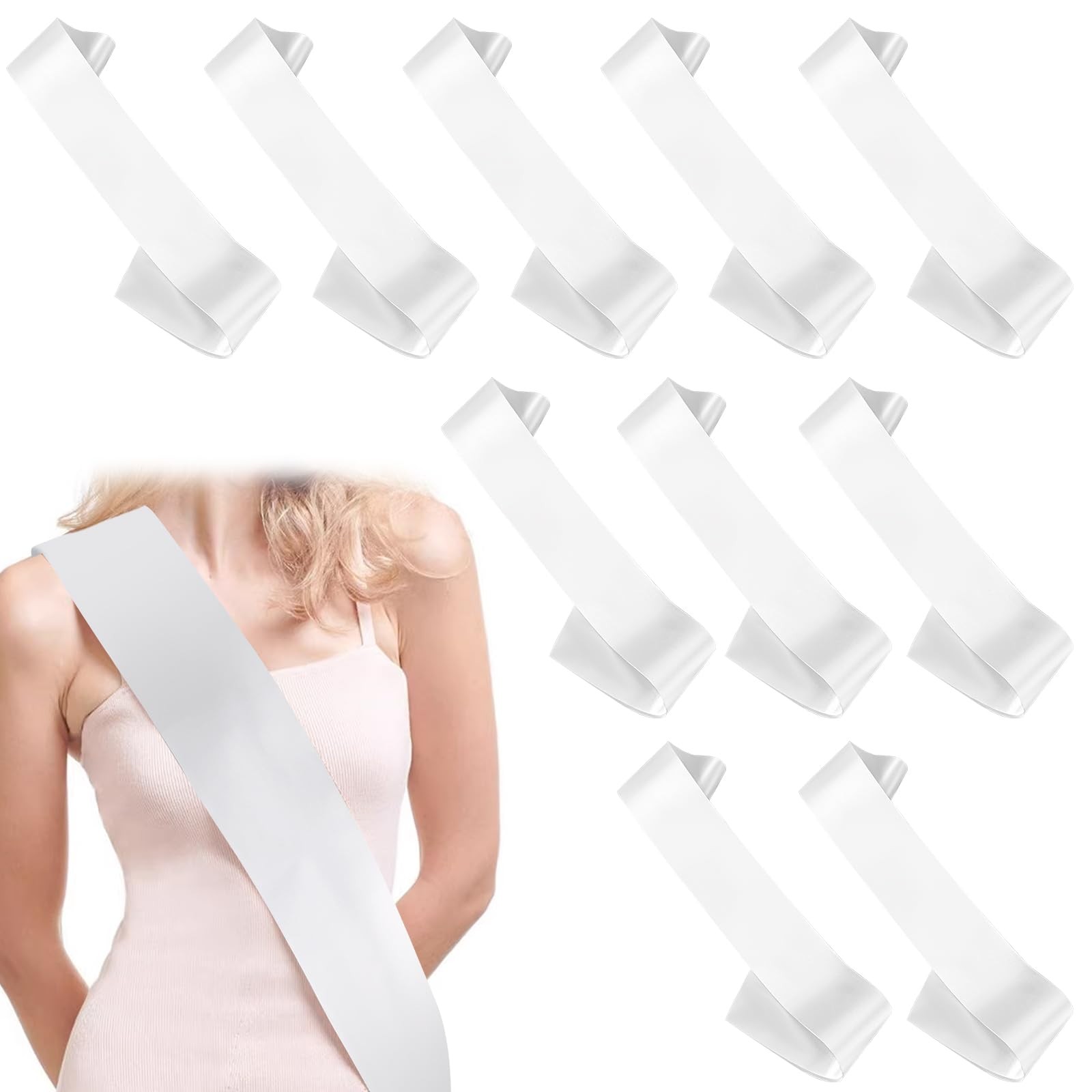 10 Pack Beauty Pageant Sashes Blank Satin White DIY Party Decorations Wedding