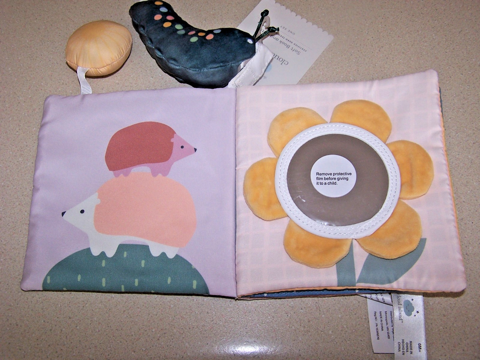 CLOUD ISLAND Soft Interactive Book CATERPILLAR Fabric Baby Toy Sensory Dev.