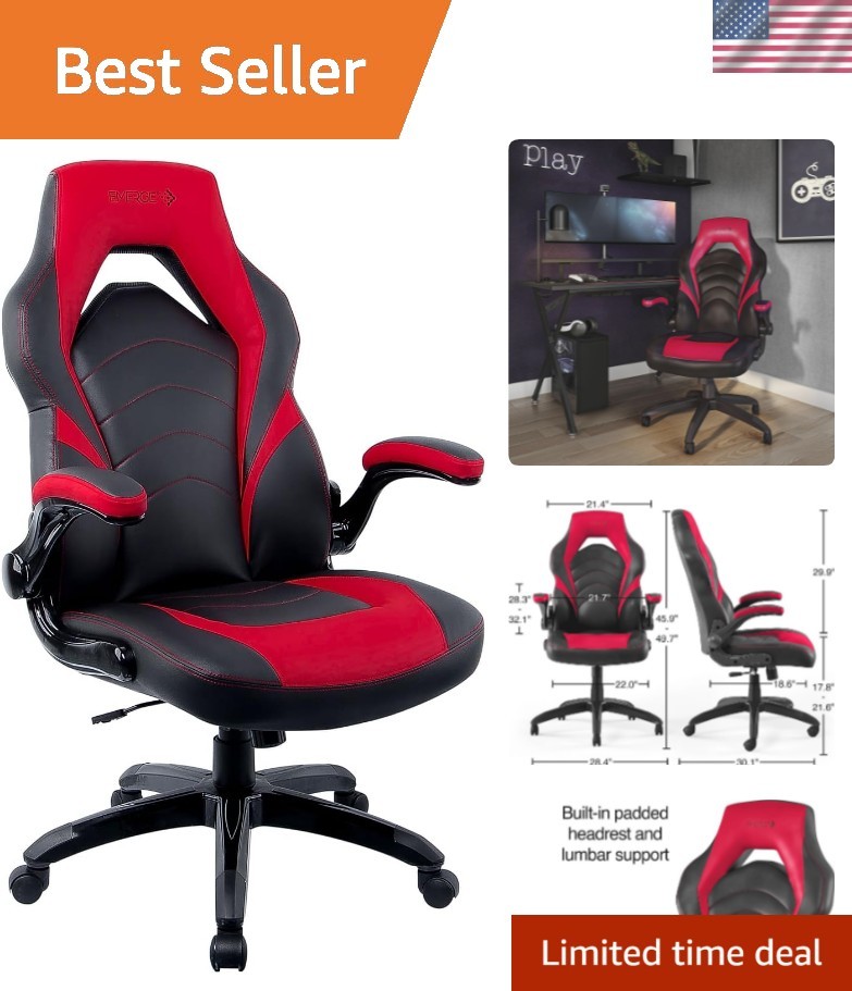 Emerge Vortex Gaming Chair, Ergonomic, Adjustable Height, Swivel, Black