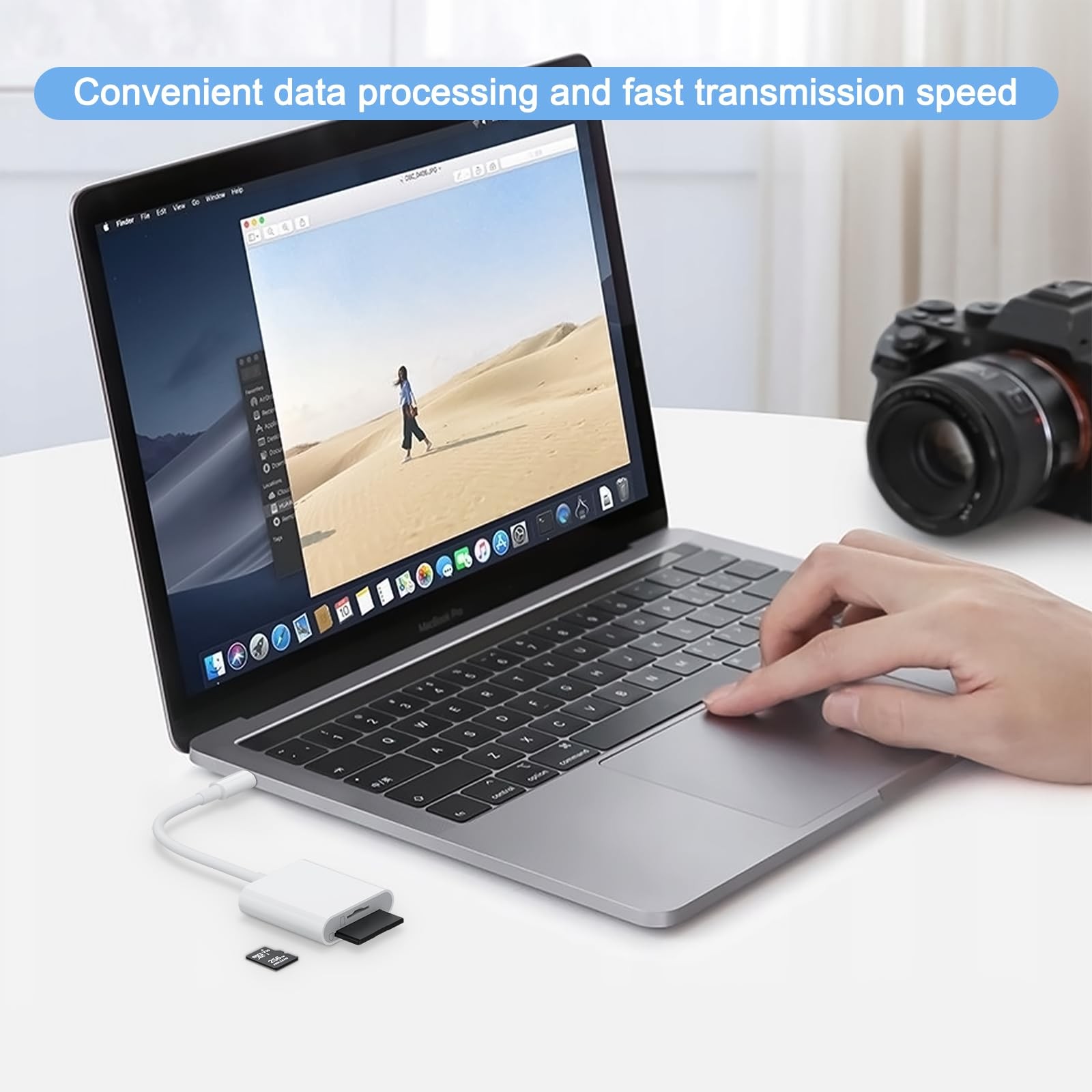 USB SD Card Reader for iPhone 17 16 15/iPad/MacBook/Mac, SD Reader Supports S...