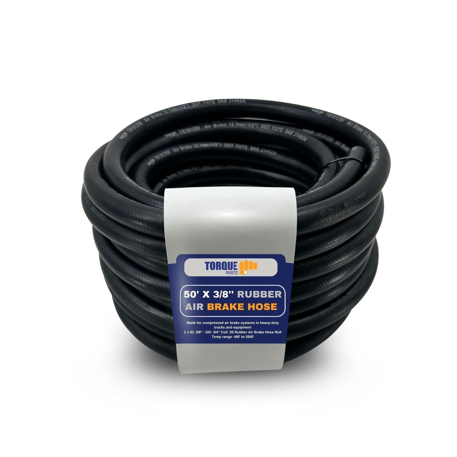 TORQUE Rubber Air Brake Hose ID: 3/8" - OD: 3/4" x 50-FT ROLL Black S.A.E. J1...