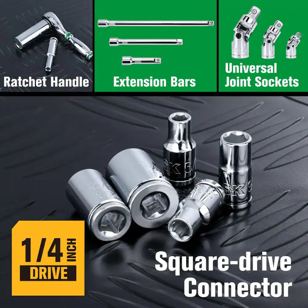 1/4" Drive, 6 Point, SAE, Standard Chrome Socket Set-11 Piece