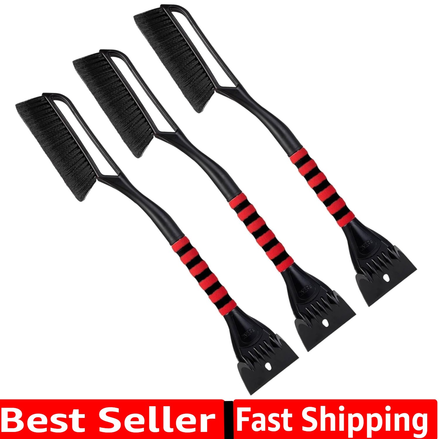 27" Ice Scraper Snow Brush 3 Pack, Wider Snow Scraper4.73" Width Snow Removal...