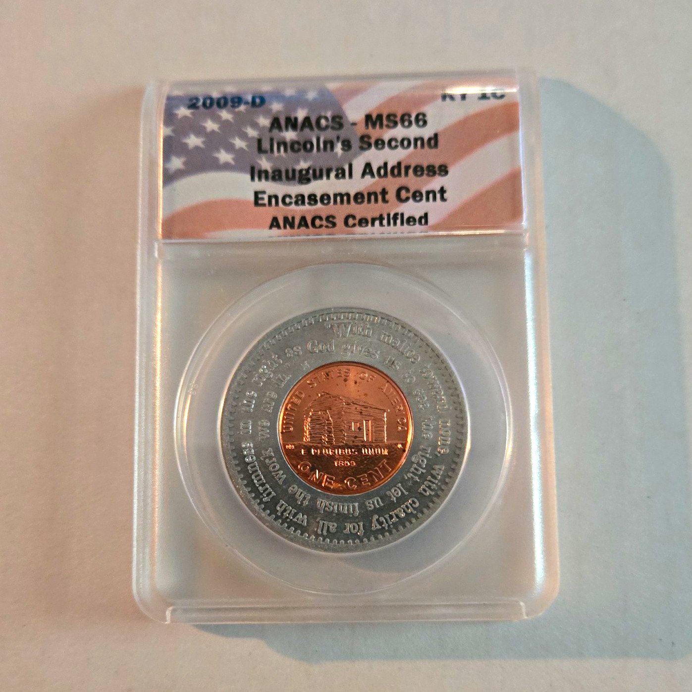 ANACS MS66 RD 2009-D Lincoln Bicentennial Presidency Small Cent Encased