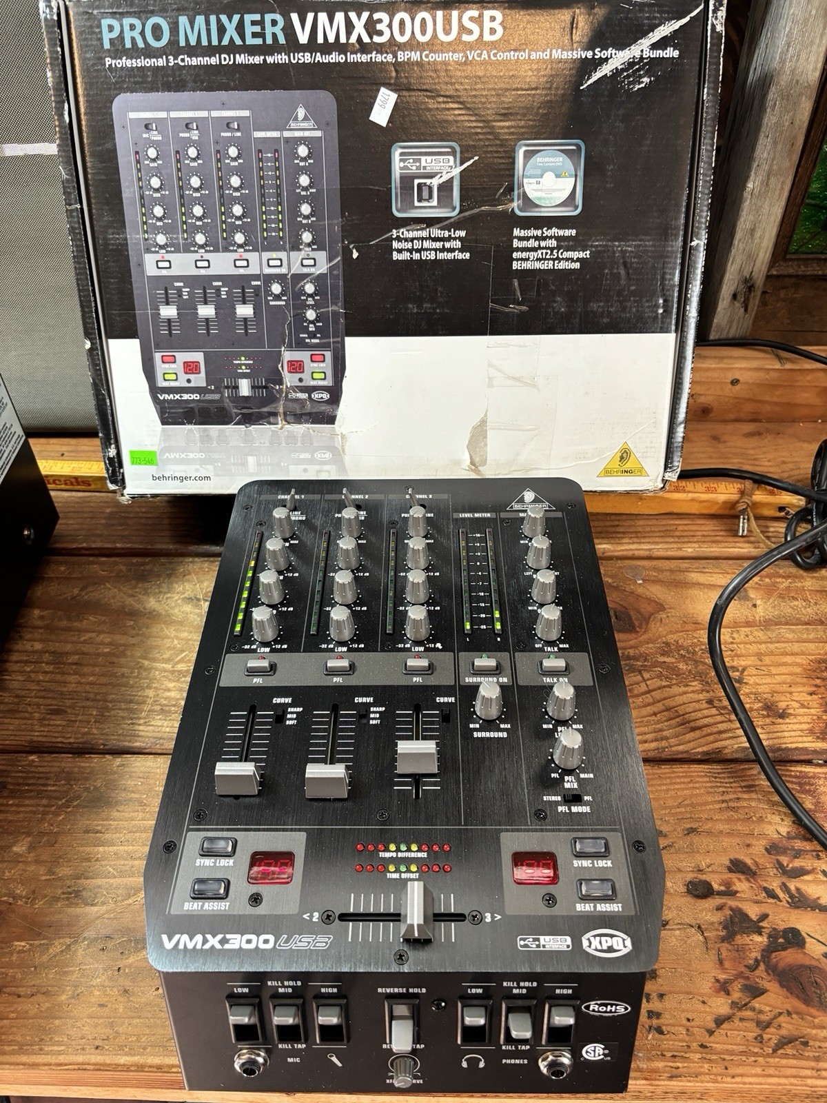 SUPERB UNUSED Pro Mixer VMX300USB 3 Channel DJ Mixer! W/Box!